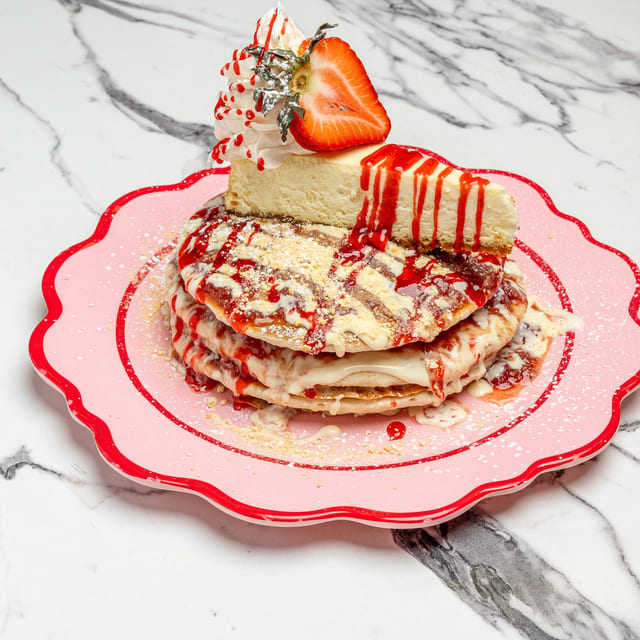 Strawberry Cheesecake Pancakes.